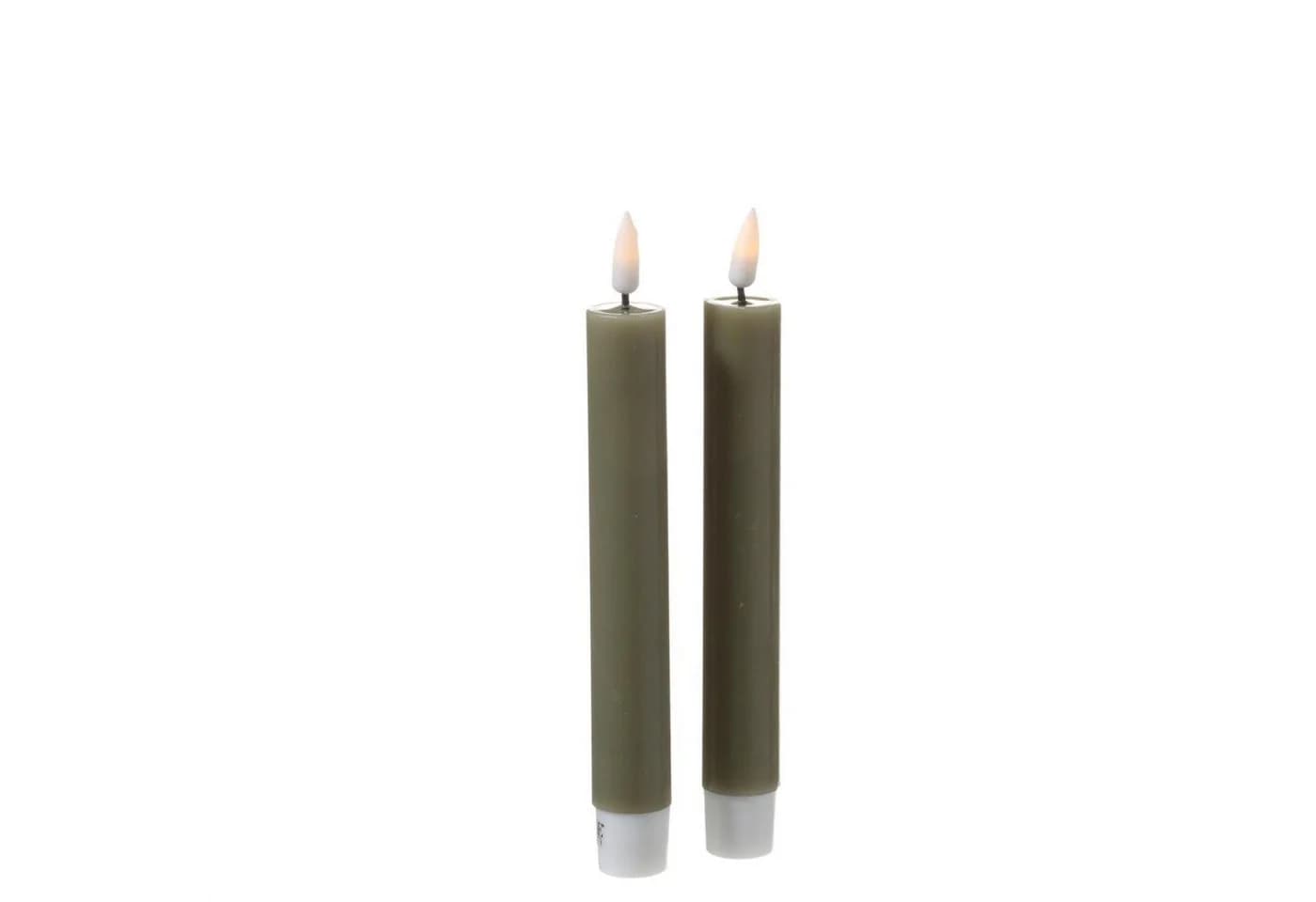 Deluxe Homeart LED-Stabkerzen Mia Echtwachs Olivgrün 2er Set - Bild 2
