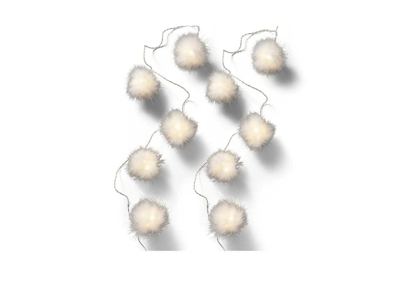 MARELIDA LED-Lichterkette Schneebälle 26 leuchtende Bälle 10m Winter Dekolichterkette