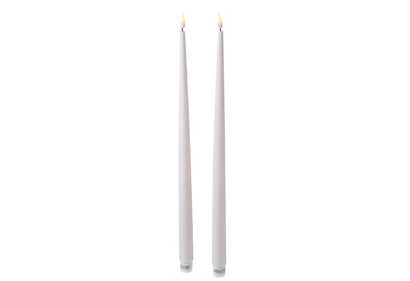Deluxe Homeart LED-Stabkerzen ELLA Creme Echtwachs-Optik 38cm
