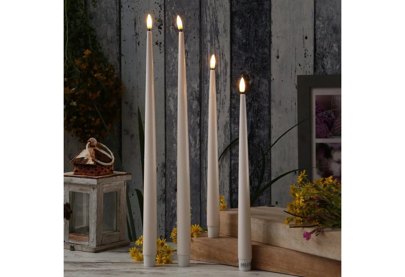 Deluxe Homeart LED-Stabkerzen ELLA Creme Echtwachs-Optik 38cm - Bild 3