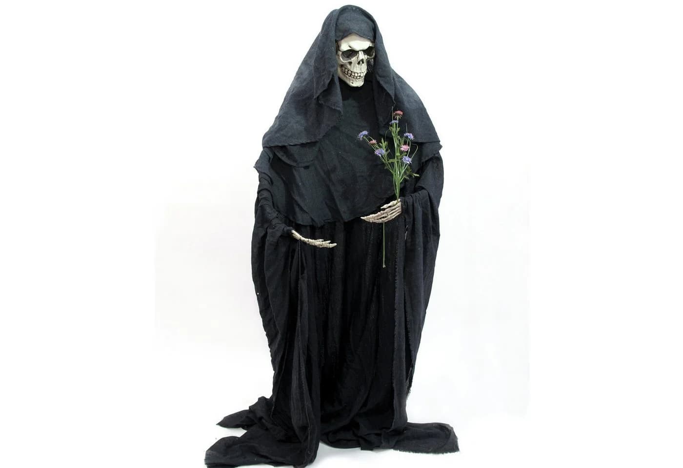 SATISFIRE Dekofigur Skelett DER TOD formbar 160cm Halloween Gruseldekoration - Bild 2