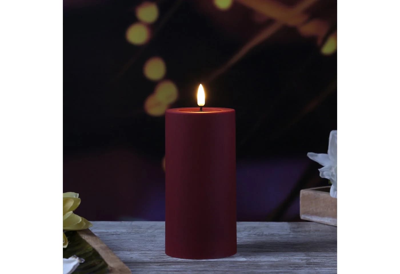 Deluxe Homeart LED-Kerze MIA Dunkelrot 15cm Warmweiß - Bild 3