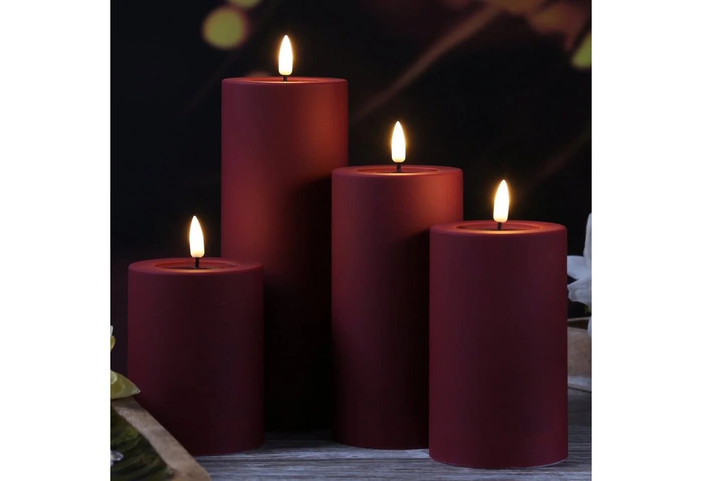 Deluxe Homeart LED-Kerze MIA Dunkelrot 15cm Warmweiß - Bild 4