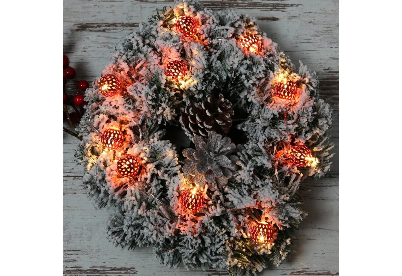 Orientalische Lichterkette aus Metall in Rot und Warmweiß - Bild 3