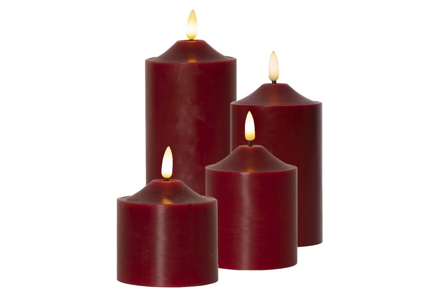MARELIDA LED-Kerzenset 4er Set Rot Echtwachs Timer