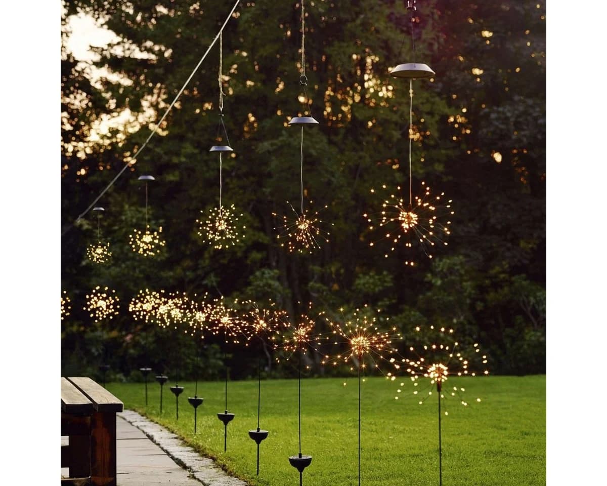 MARELIDA LED Solarstab Feuerwerk Gartendeko 90 LEDs Schwarz