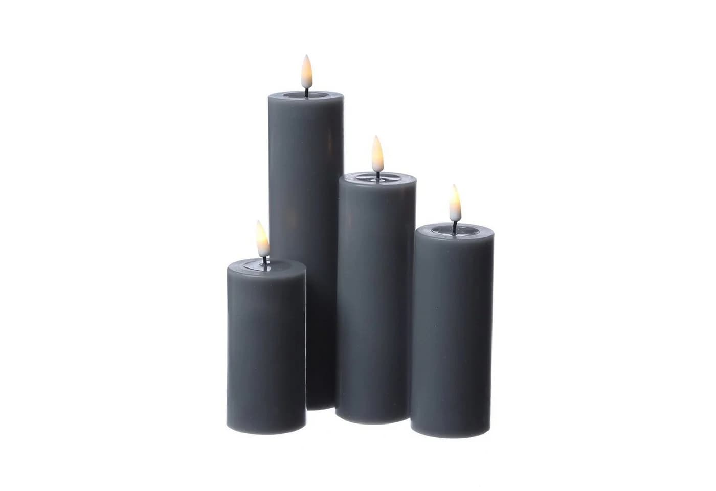 Deluxe Homeart LED-Kerze Mia Echtwachs Grau Flackernd - Bild 4