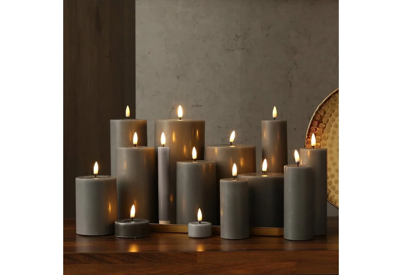 Deluxe Homeart LED-Kerze Mia Echtwachs Grau Warmweiß - Bild 5