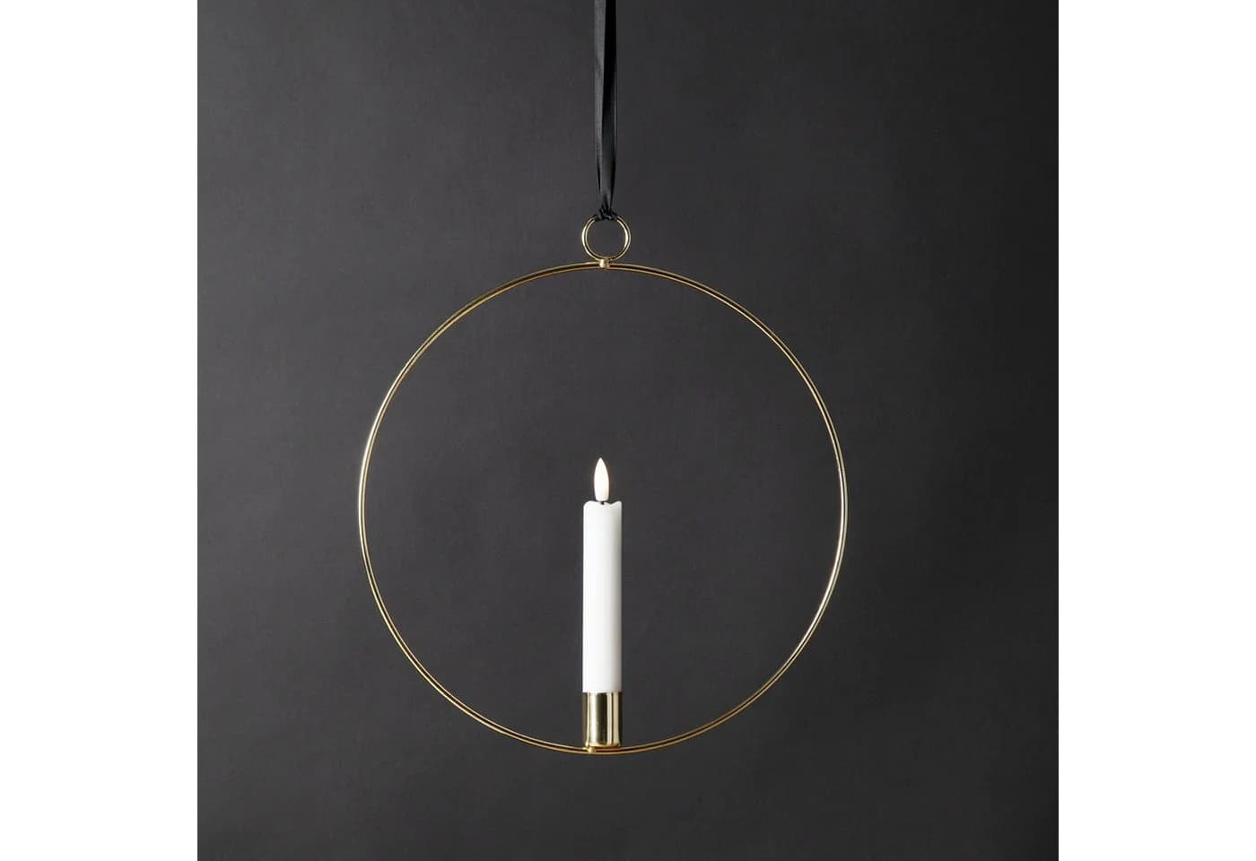 MARELIDA Hängeleuchte Dekoring mit LED Kerze Flamme Timer Batterie gold - Bild 4