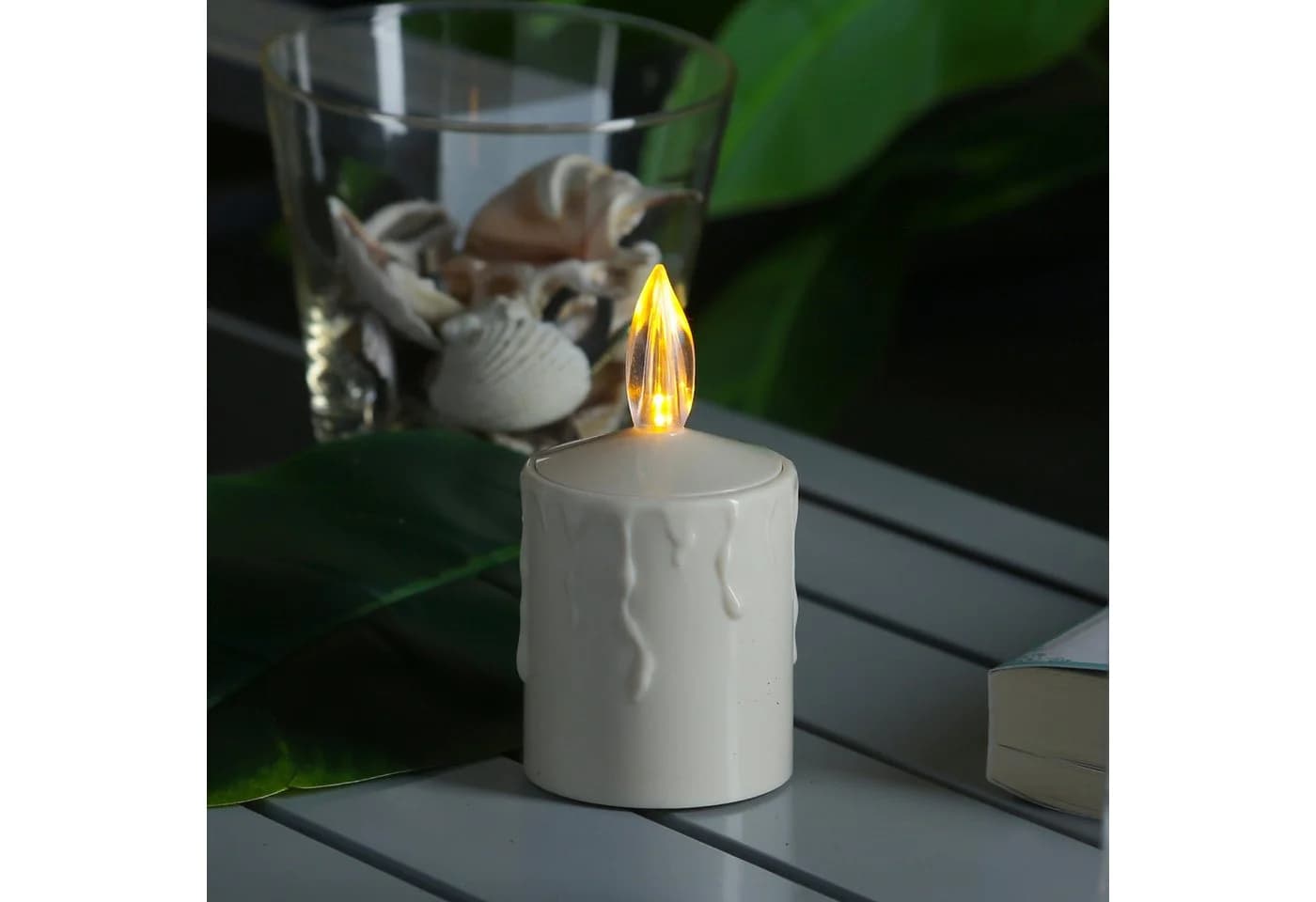 MARELIDA LED-Kerze Grabkerze Grablicht Beige mit Sensor - Bild 2