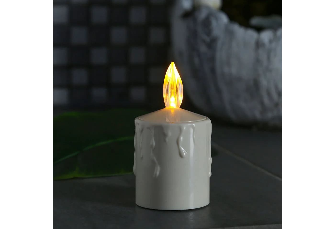 MARELIDA LED-Kerze Grabkerze Grablicht Beige mit Sensor - Bild 5