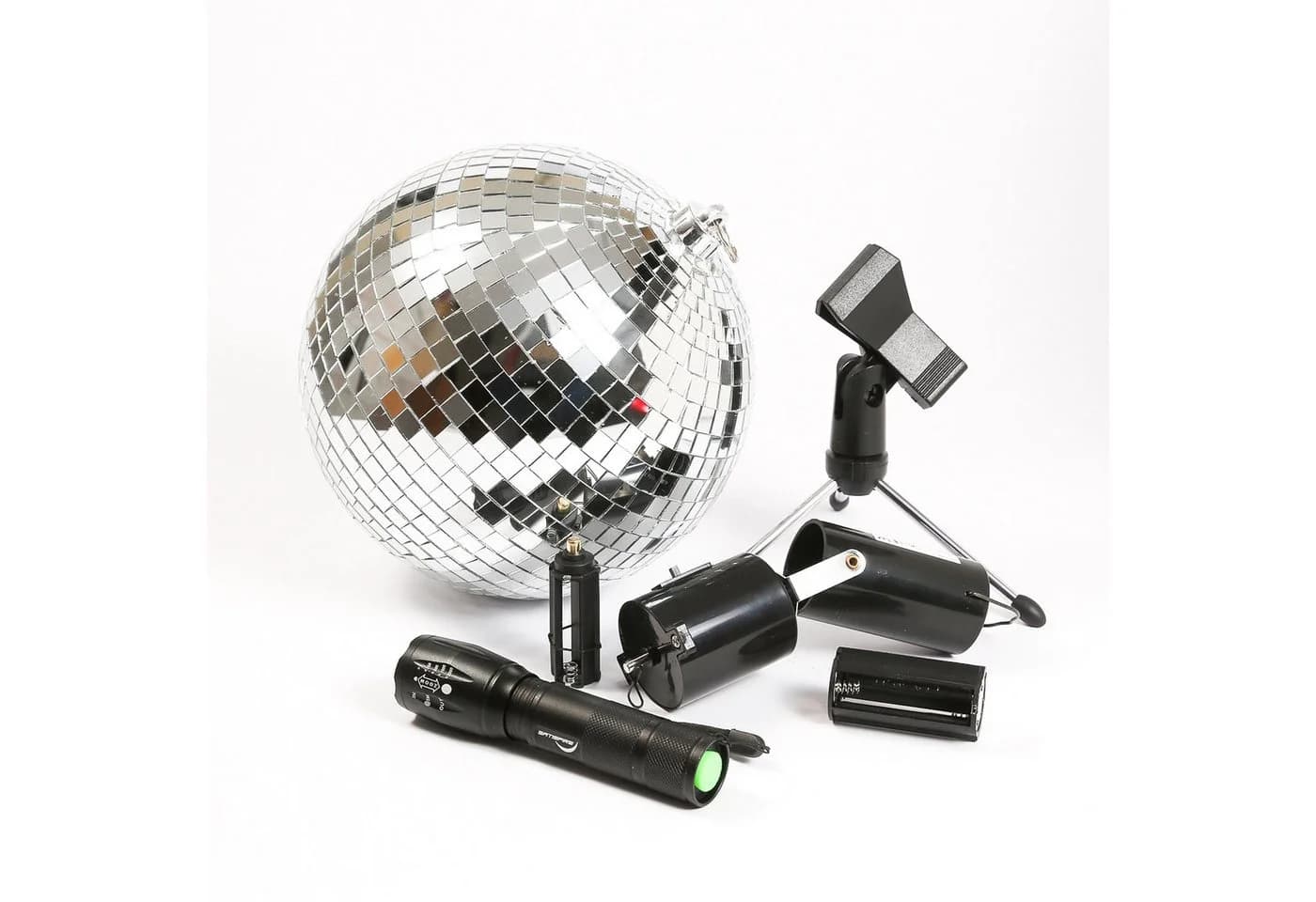 SATISFIRE Discokugel Set Mobile Party 20cm mit Motor und Pinspot