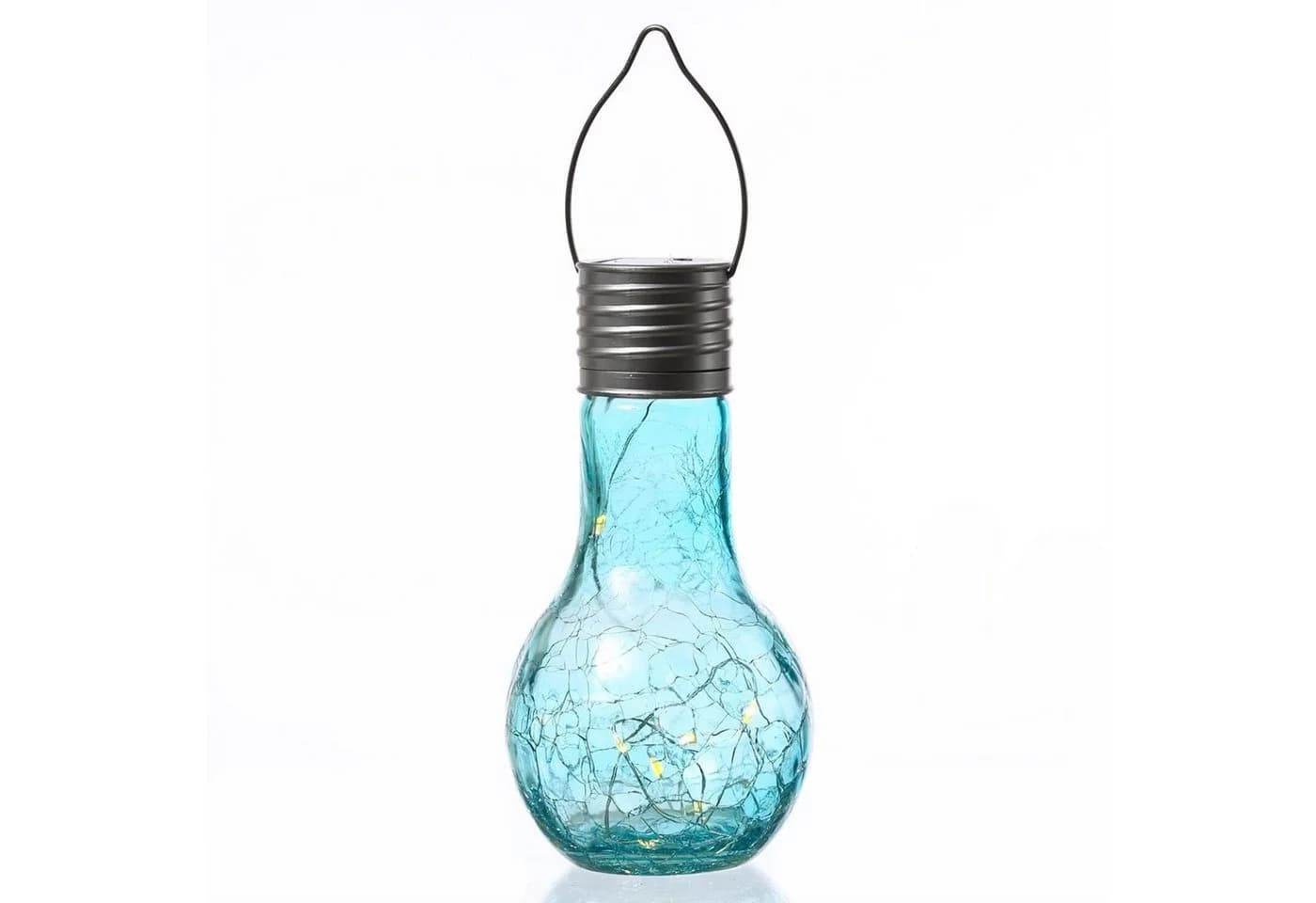 MARELIDA LED Solarleuchte Glühbirne Blau Bruchglas-Optik - Bild 2