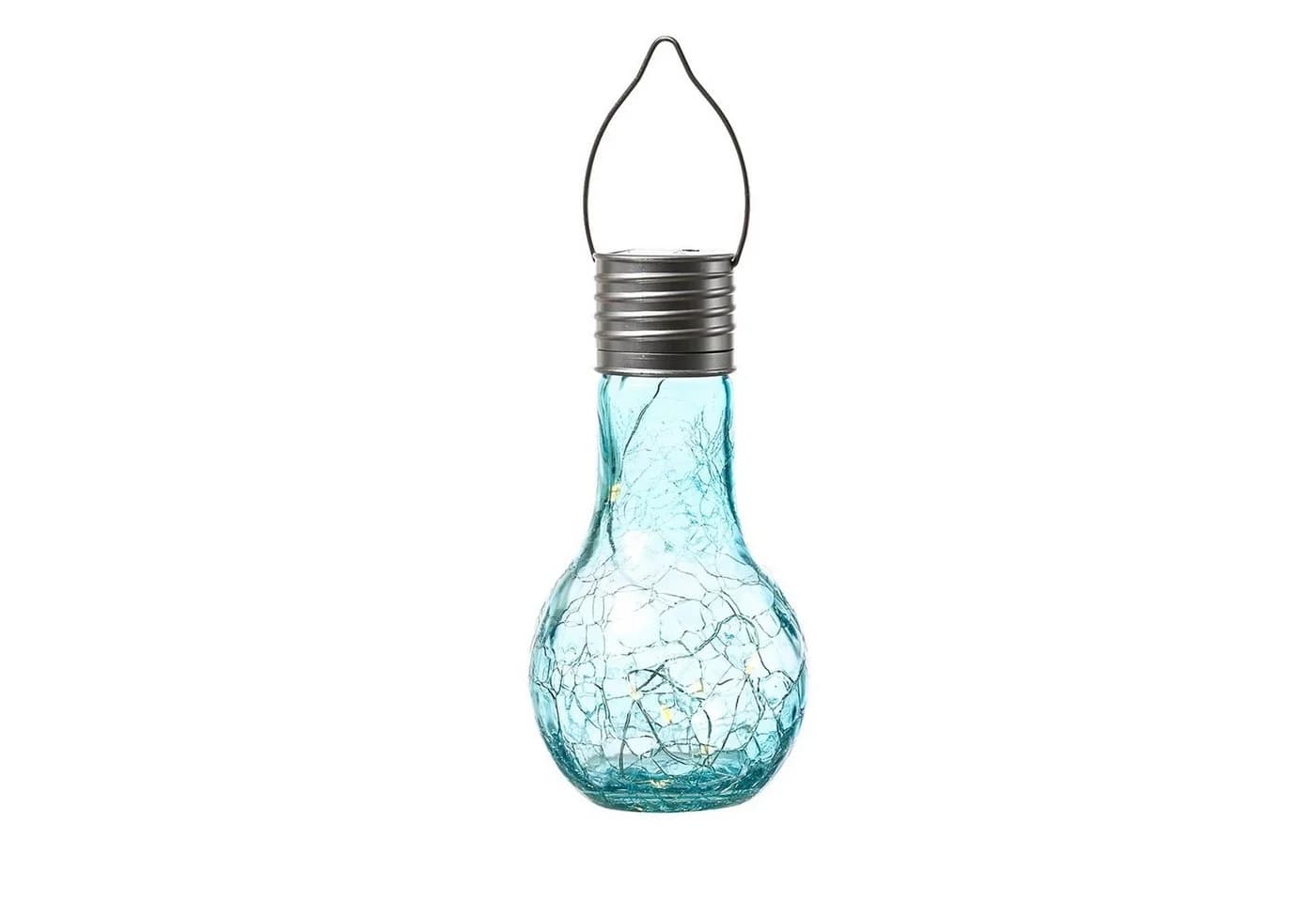 MARELIDA LED Solarleuchte Glühbirne Blau Bruchglas-Optik - Bild 4