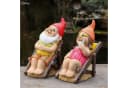 MARELIDA Gartenzwerg BERT im Liegestuhl Dekofigur Gartenfigur Gnom Bild 3