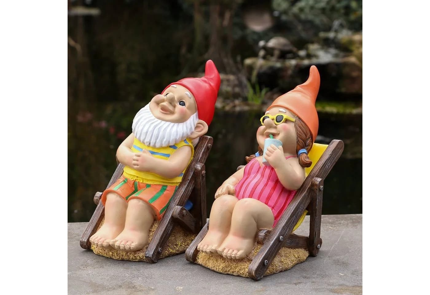 MARELIDA Gartenzwerg BERT im Liegestuhl Dekofigur Gartenfigur Gnom - Bild 3