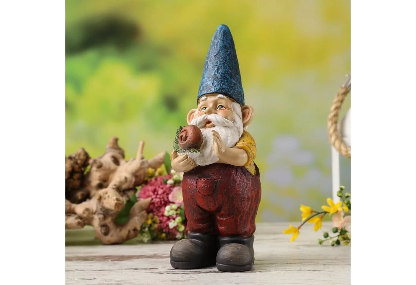 MARELIDA Gartenzwerg HANS mit Schnecke Dekofigur Polyresin Bunt - Bild 3