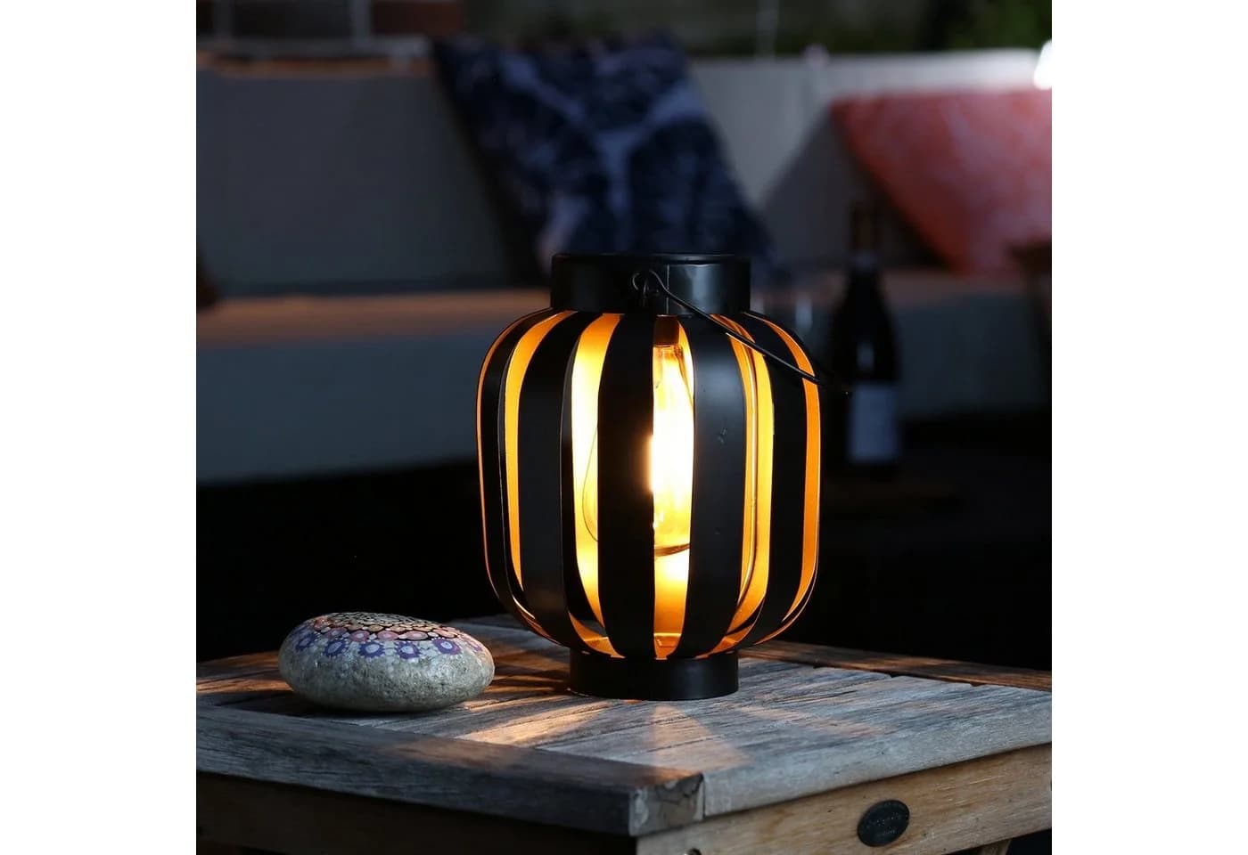 MARELIDA LED Solar Laterne Schwarz/Gold mit Lichtsensor - Bild 2