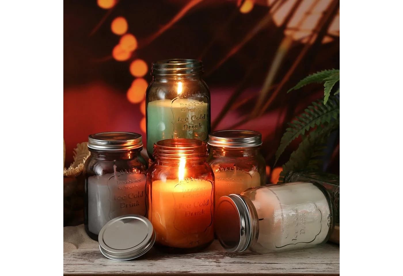 MARELIDA Outdoorkerze Citronella Duftkerze Grau Echtwachs mit Deckel - Bild 3