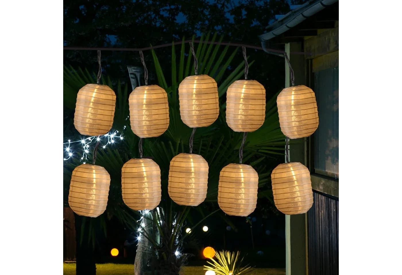MARELIDA LED Solar Lichterkette 10 weiße Lampions Garten Balkon - Bild 2