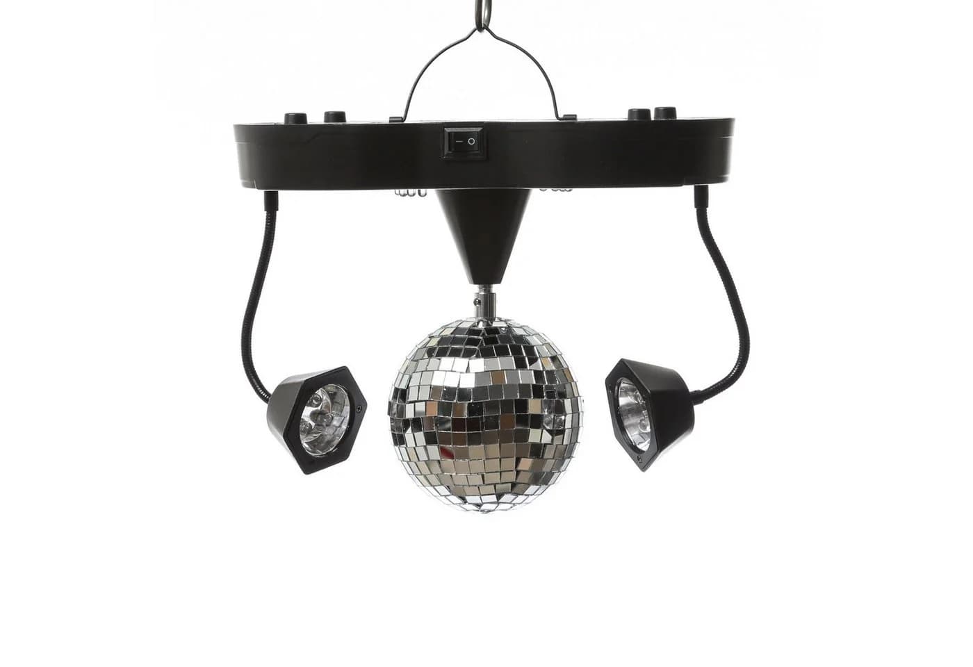 SATISFIRE Disco-Spiegelkugel mit Schwanenhals-Spots USB/Batterie - Bild 3