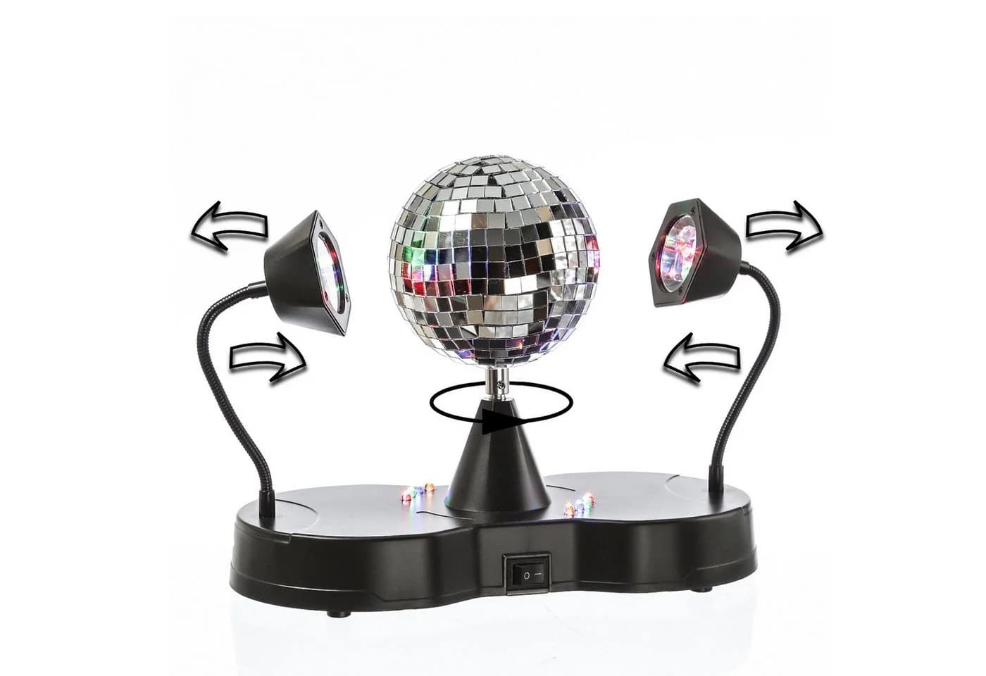 SATISFIRE Disco-Spiegelkugel mit Schwanenhals-Spots USB/Batterie - Bild 4