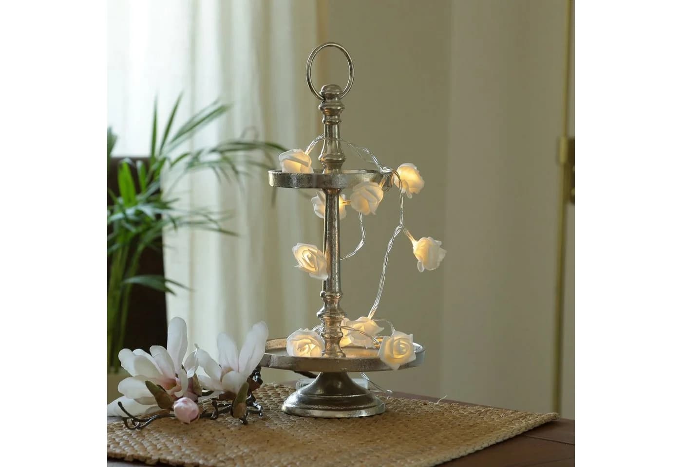 MARELIDA LED-Lichterkette mit 10 weißen Mini-Rosen, warmweiß, batteriebetrieben - Bild 3