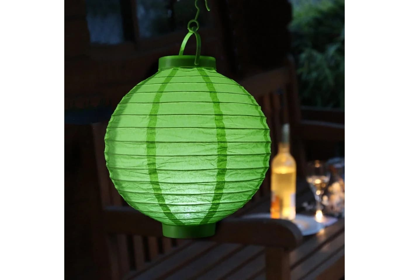 MARELIDA LED Lampion Grün Kaltweiß 20cm