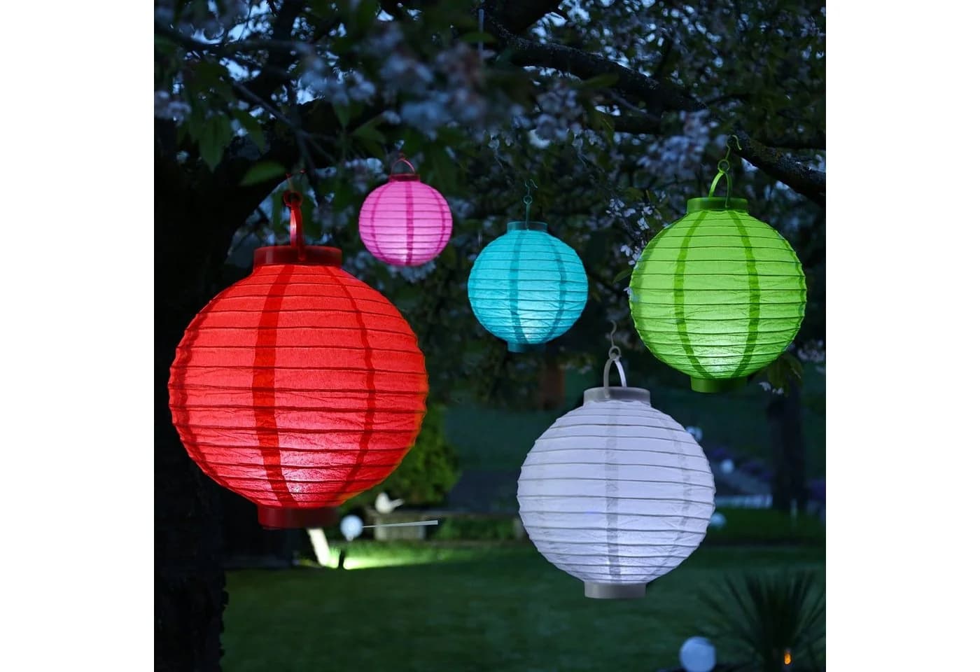MARELIDA LED Lampion Grün Kaltweiß 20cm - Bild 5