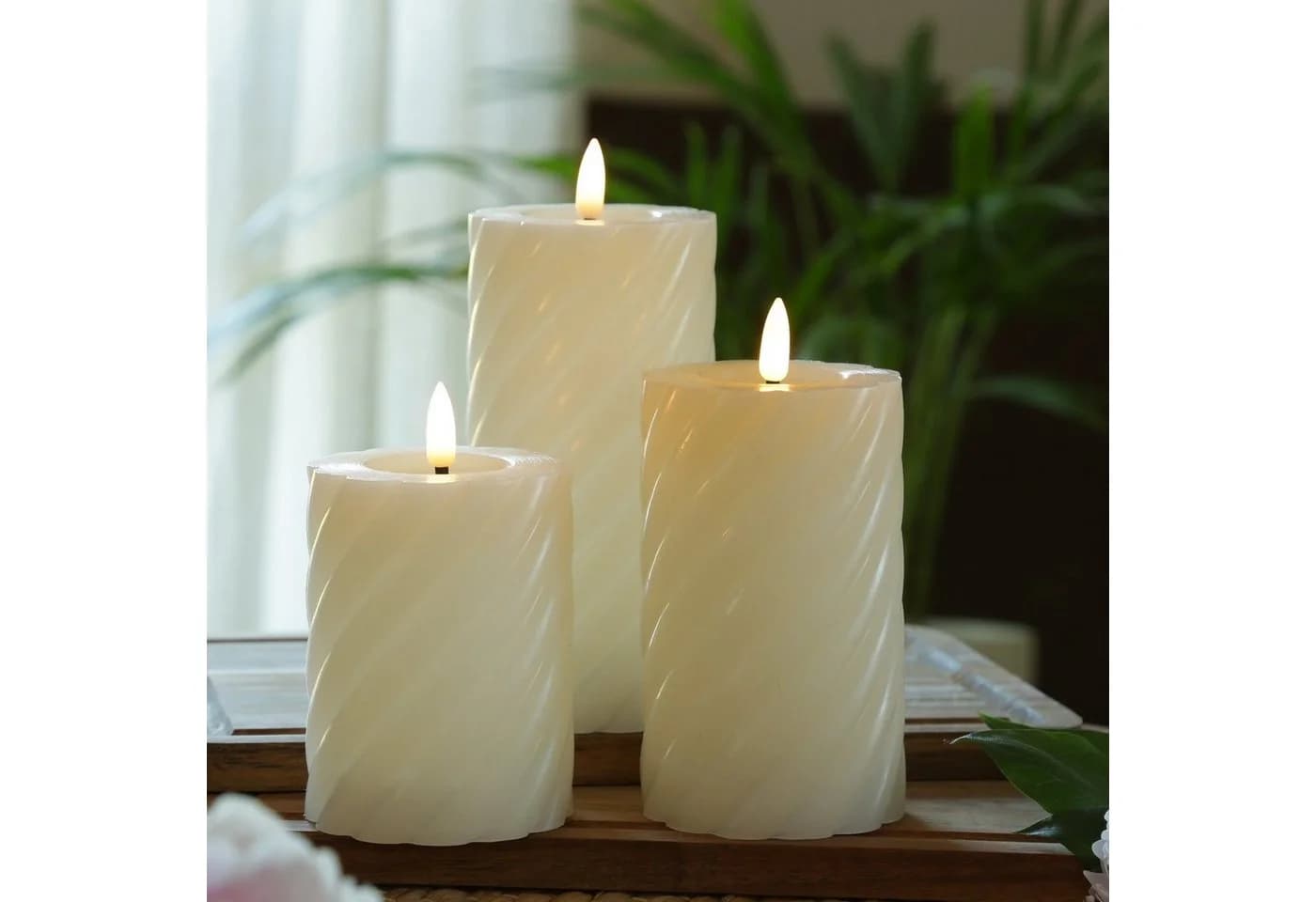 MARELIDA LED-Kerze Twist Echtwachs Creme Timer - Bild 3