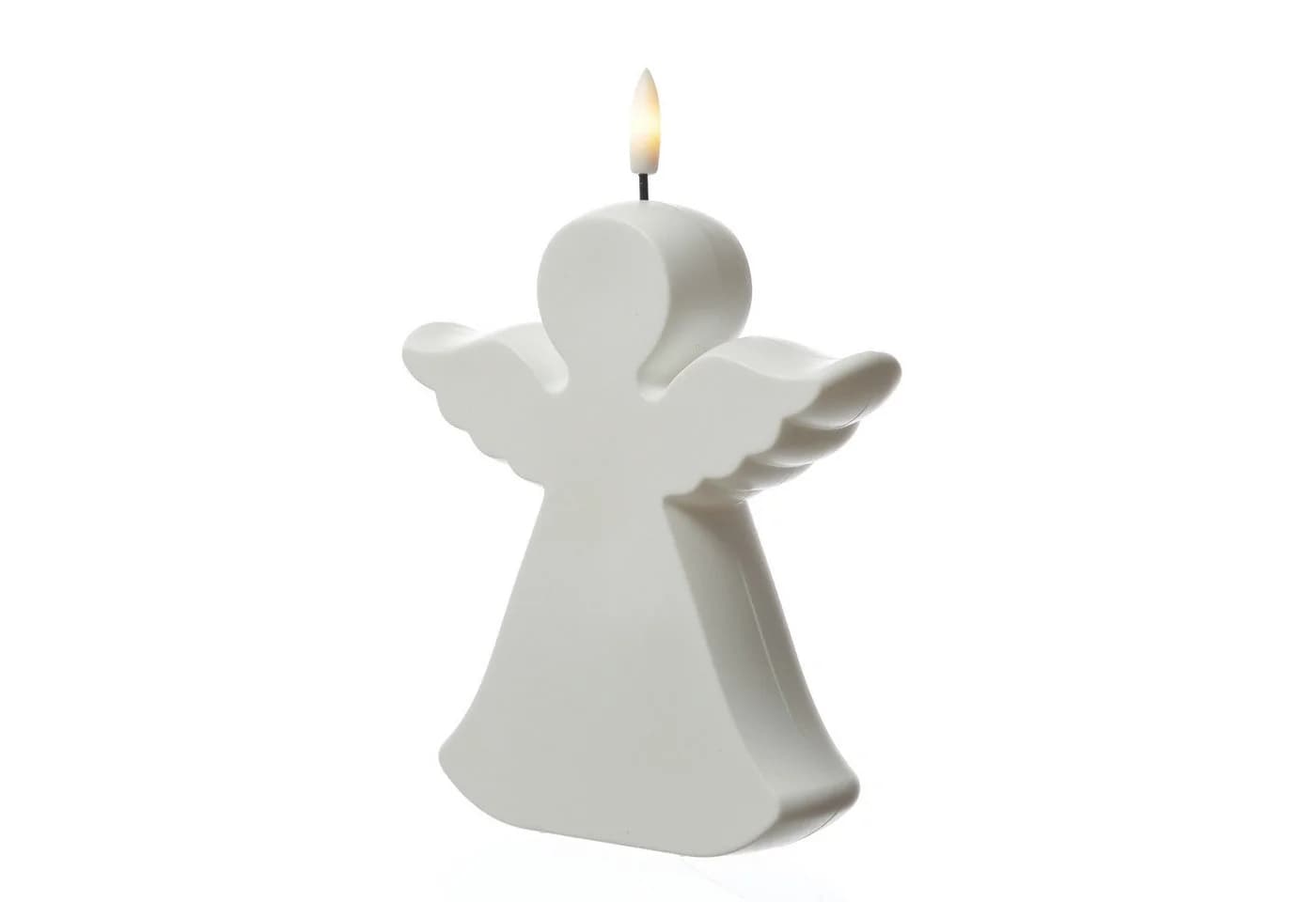 MARELIDA LED-Kerze Engel Gartenfigur Grabdeko 3D Flamme weiß