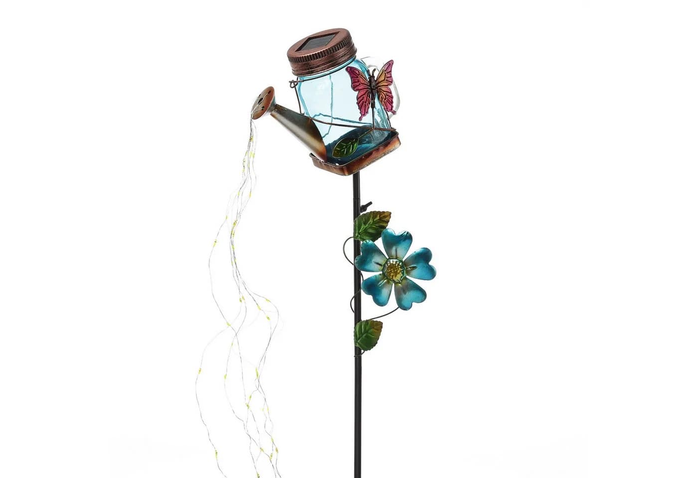 MARELIDA LED Solar Gießkanne mit Wasserfalleffekt und Schmetterling