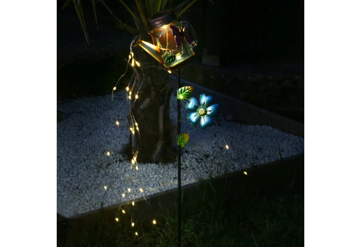 MARELIDA LED Solar Gießkanne mit Wasserfalleffekt und Schmetterling - Bild 2