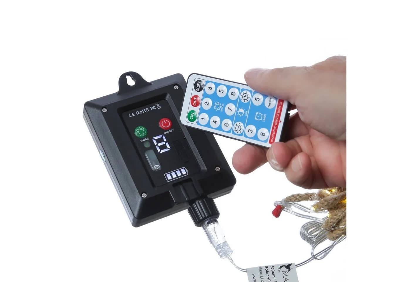 MARELIDA LED-Lichterkette Solar Juteseil 200 LEDs Warmweiß - Bild 4