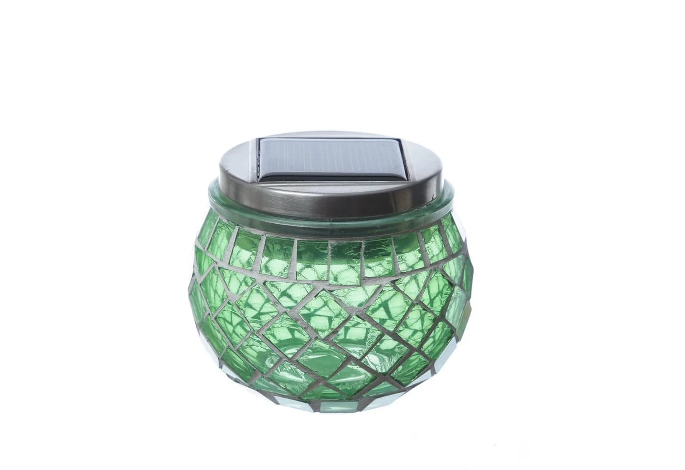 MARELIDA Solar Windlicht Mosaik Glas grün LED kaltweiss - Bild 3