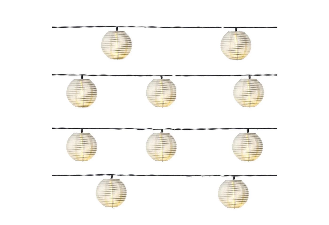 MARELIDA Solar-Lichterkette 10 Lampions Weiß 8 Funktionen
