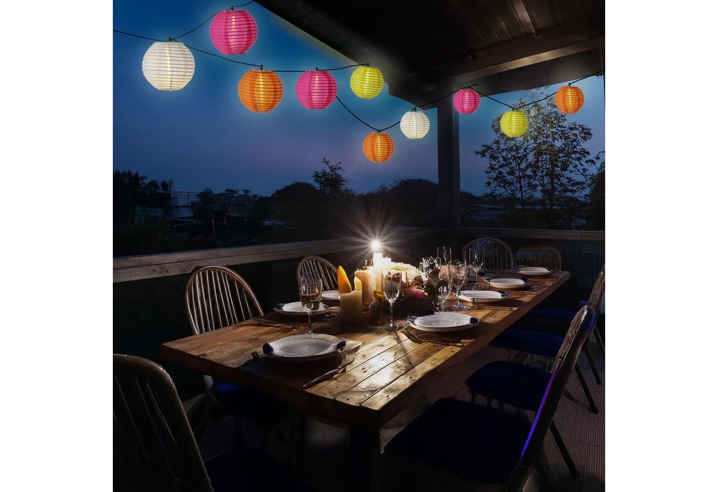 MARELIDA LED-Solar-Lichterkette mit 10 bunten Lampions - Bild 2