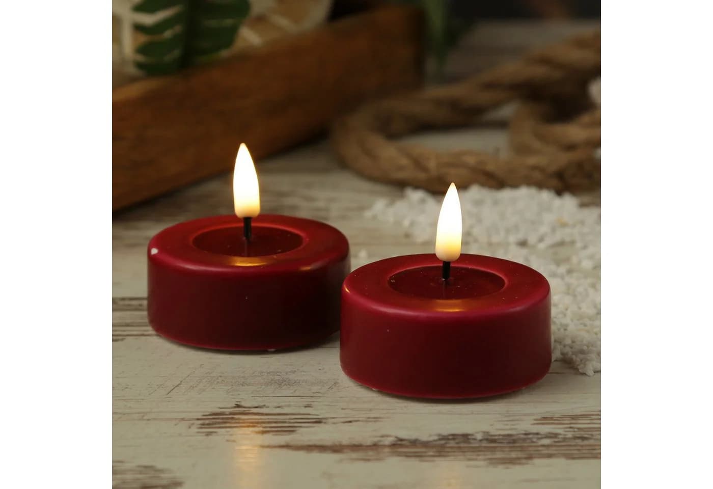 Deluxe Homeart LED Teelichter Mia Deluxe Flackernd 6,1cm Bordeauxrot 2er Set - Bild 3