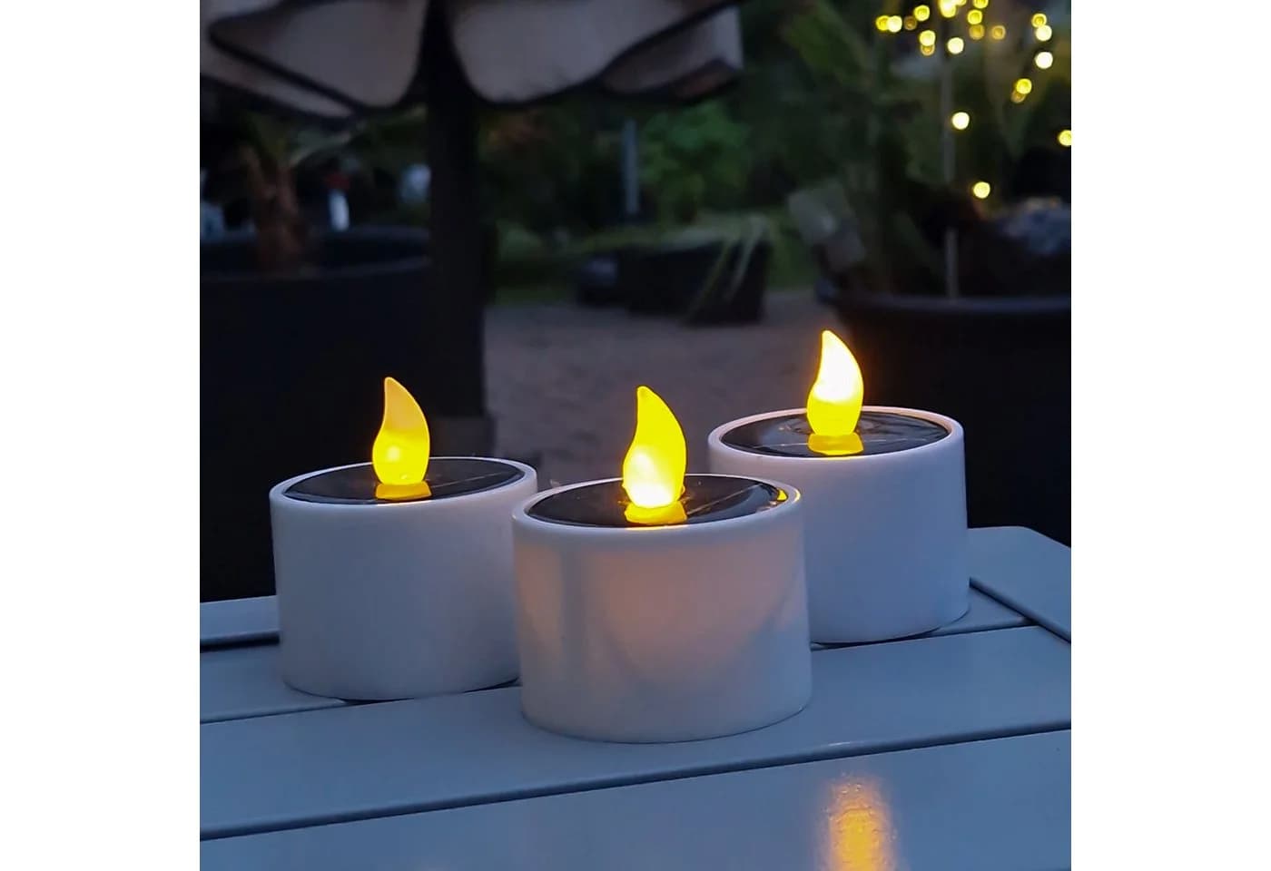MARELIDA LED Solar Teelichter 3er Set Weiß Orange Flackernd - Bild 5