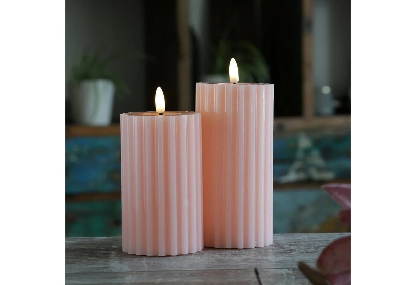 MARELIDA LED-Kerze Liv Echtwachs Rosa mit Timer - Bild 5