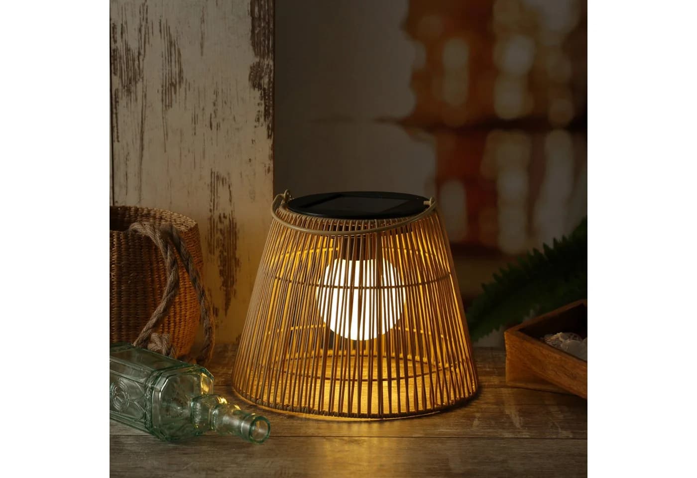 MARELIDA LED Solar Laterne Hängeleuchte Rattanoptik Warmweiß - Bild 5