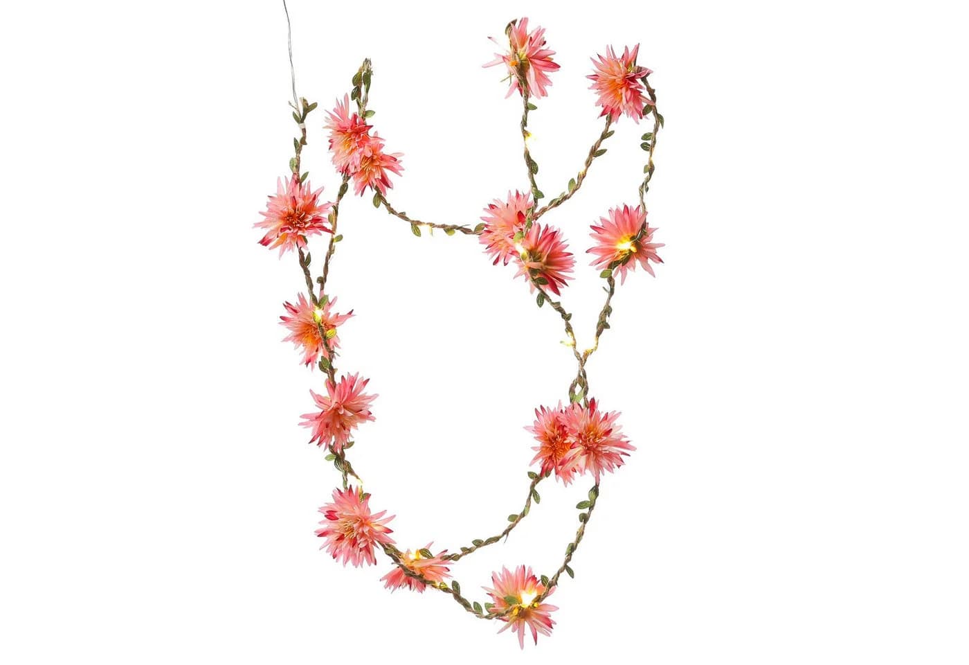 MARELIDA LED-Lichterkette mit 15 Stoffblumen Timer