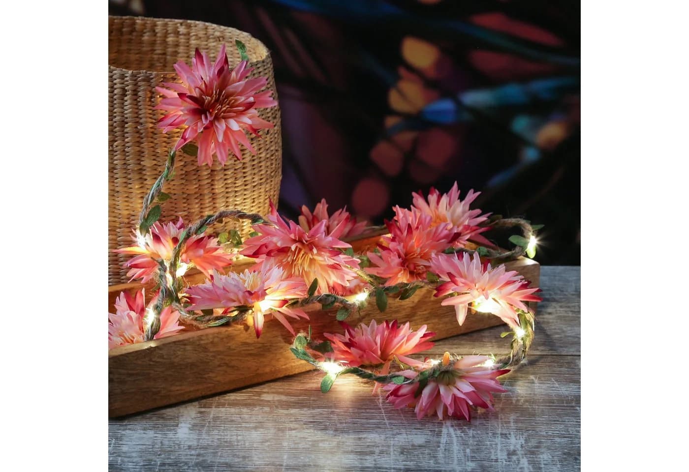 MARELIDA LED-Lichterkette mit 15 Stoffblumen Timer - Bild 2