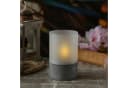 MARELIDA LED Solar Windlicht Grau Glas Flackernd Bild 2