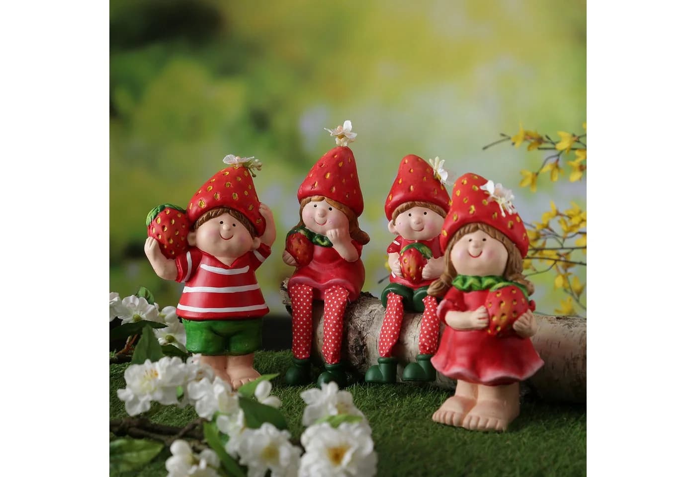 MARELIDA Gartenfigur Kantenhocker Erdbeerjunge Fritz Bunt/Rot - Bild 3