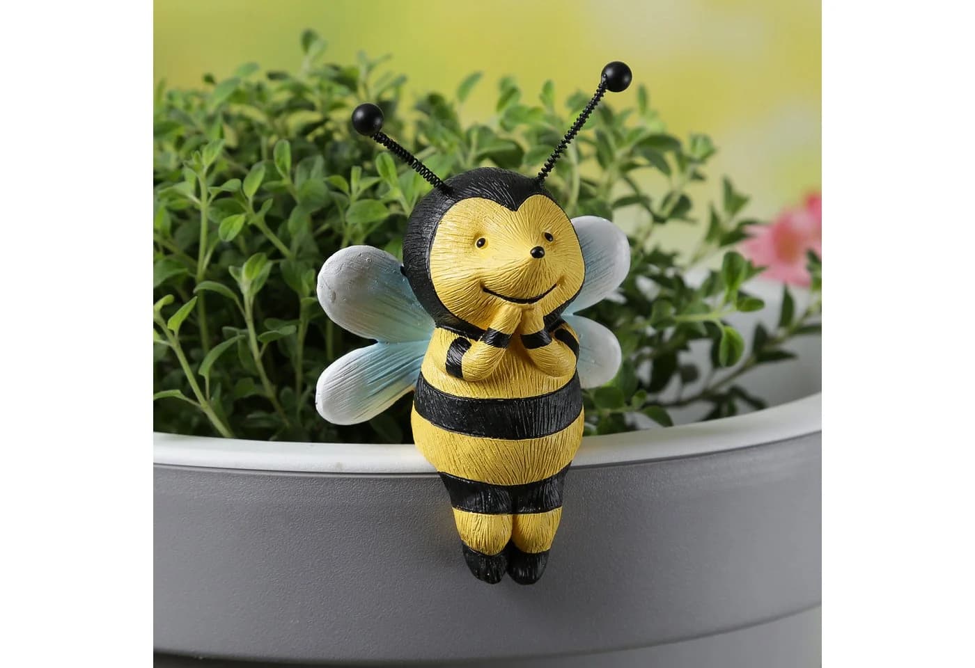 Marelida Blumentopfhänger Biene Bunt Polyresin Gartenfigur - Bild 2
