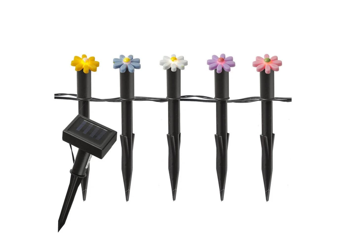 MARELIDA LED Solar Lichterkette Blumen 5x Warmweiß Gartendeko