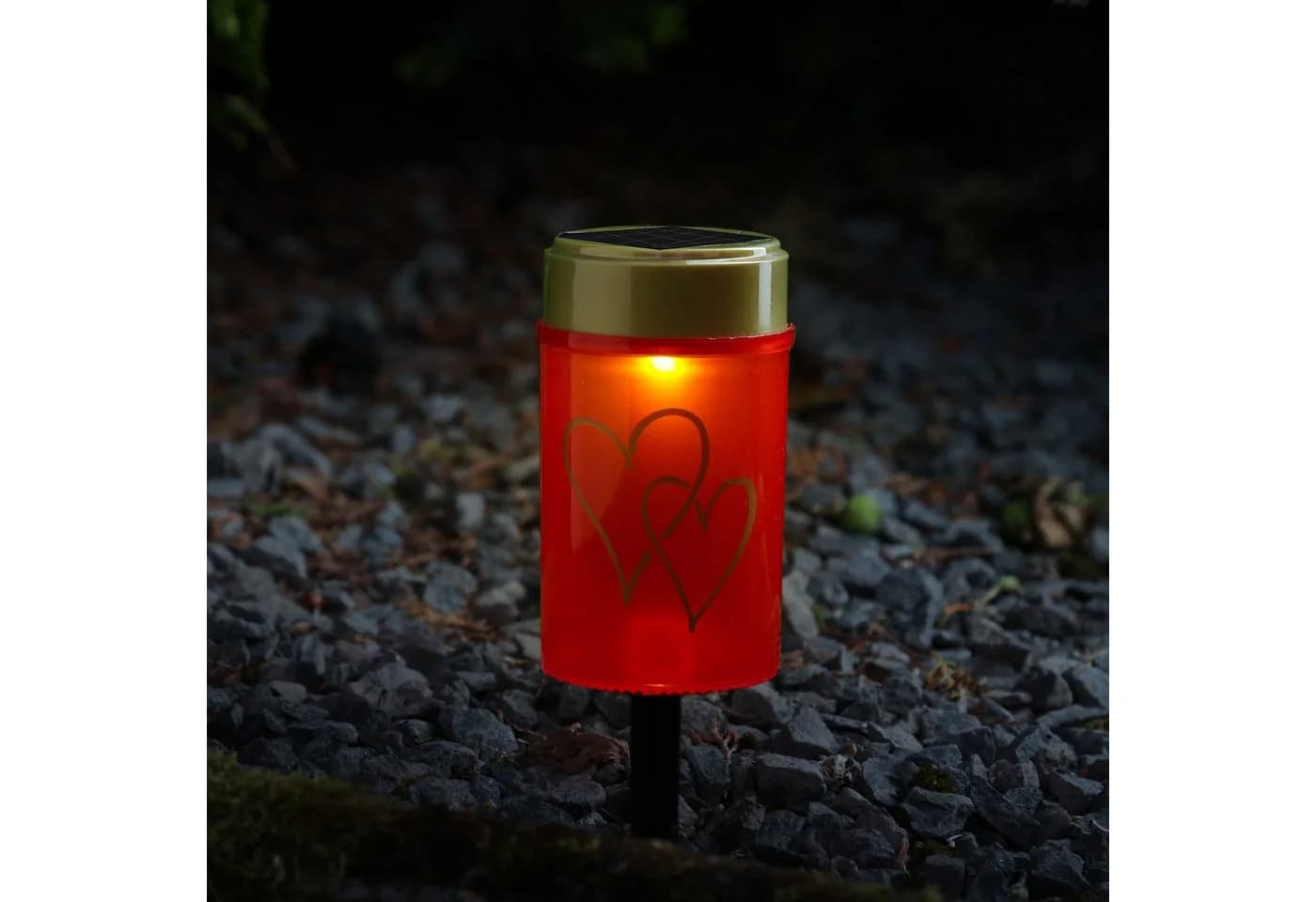 MARELIDA LED Solar Grabkerze Herz Rot mit Lichtsensor - Bild 3