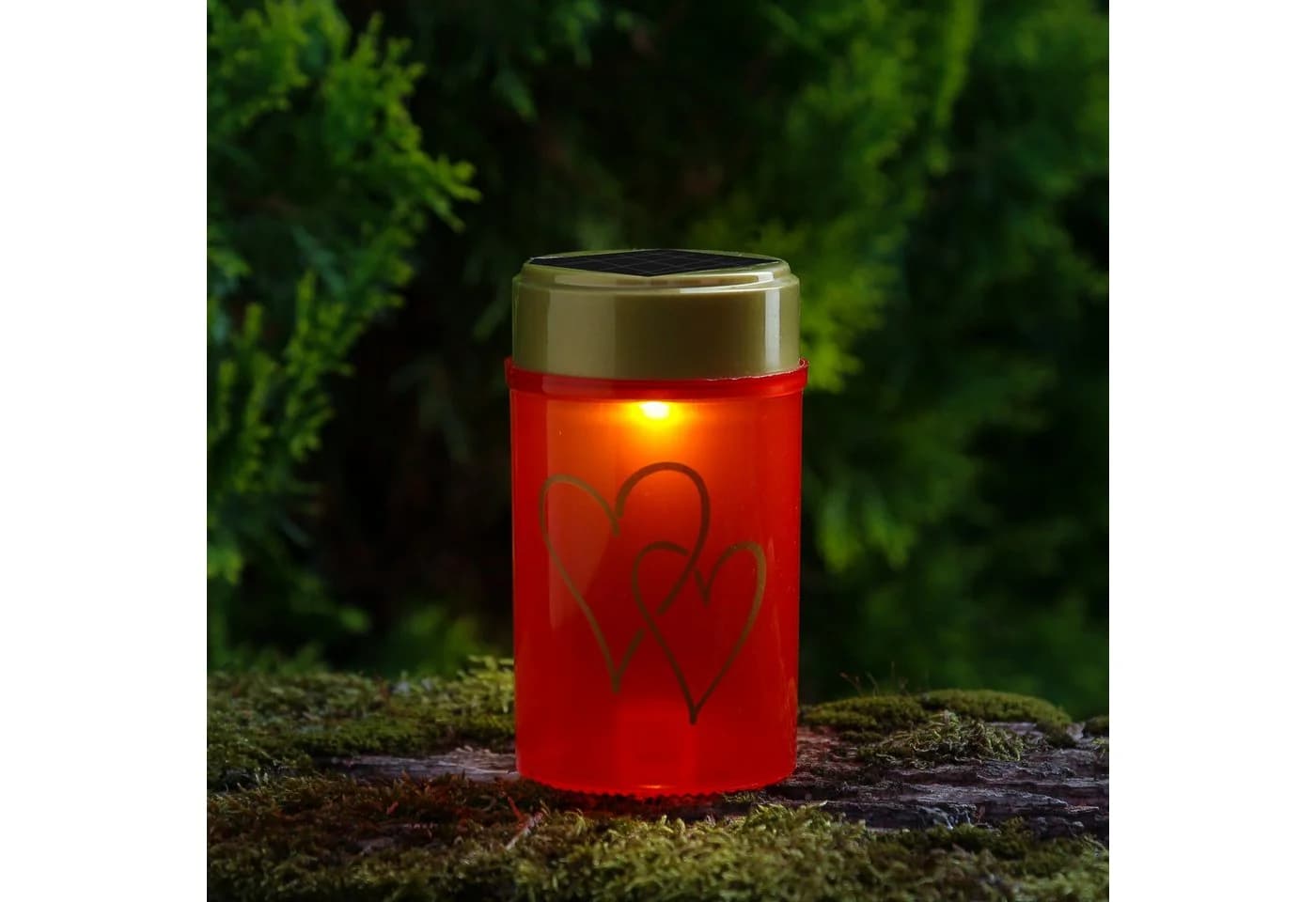 MARELIDA LED Solar Grabkerze Herz Rot mit Lichtsensor - Bild 4