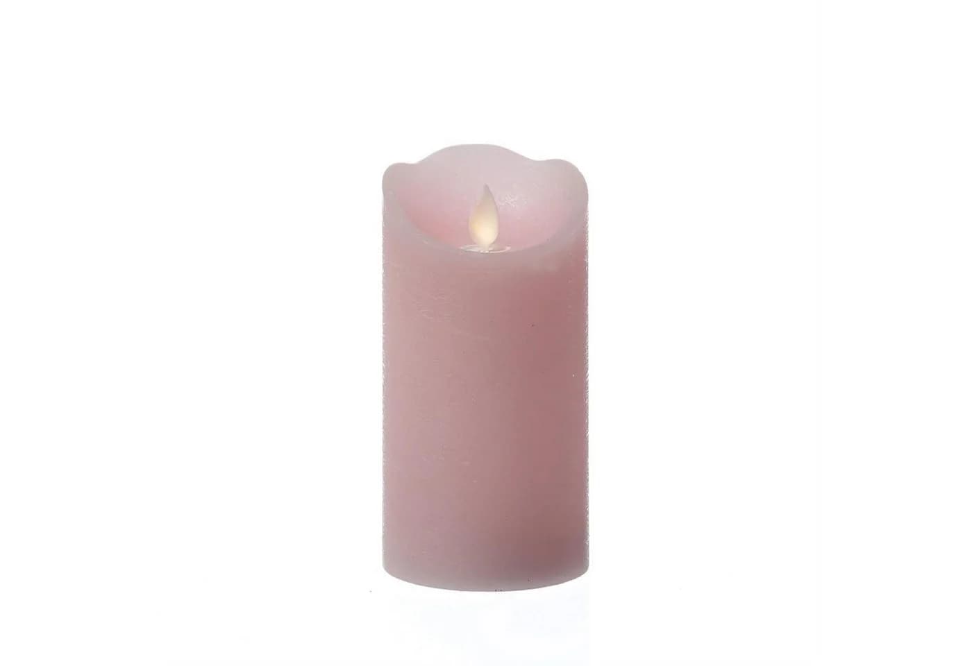 MARELIDA LED-Kerze mit beweglicher Flamme Echtwachs Rustik-Optik Timer rosa - Bild 2